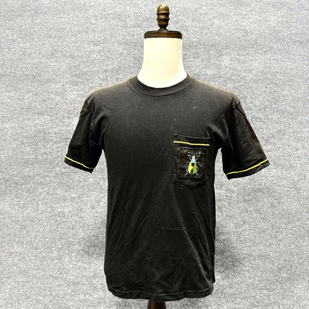 Vintage Lee Total Cotton T-Shirt Men's M Black Beetle Pocket USA Made